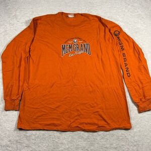 MGM‎ Grand Las Vegas Vintage Orange Long Sleeve Graphic T-Shirt XL Made in USA